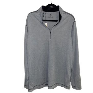 adidas mens long sleeve athletic shirt, upf 50, new w tags, gray, zip up, Large
